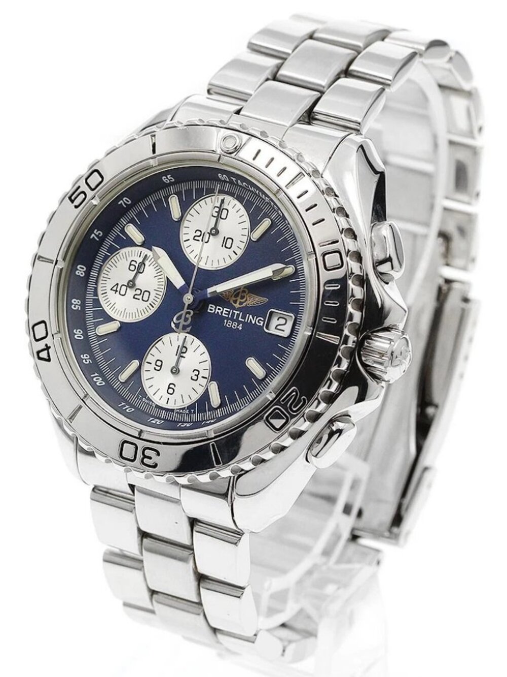BREITLING Chrono Shark A13051 Date Navy Dial Automatic Men's Watch_955360